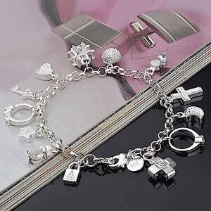 Sterling Silver Charm Chain Link Bracelet